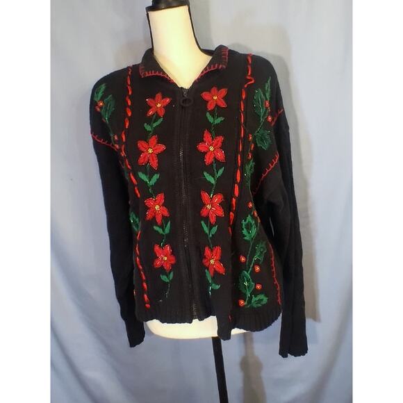 Work in Progress Full Zip Christmas Sweater - Picture 1 of 6